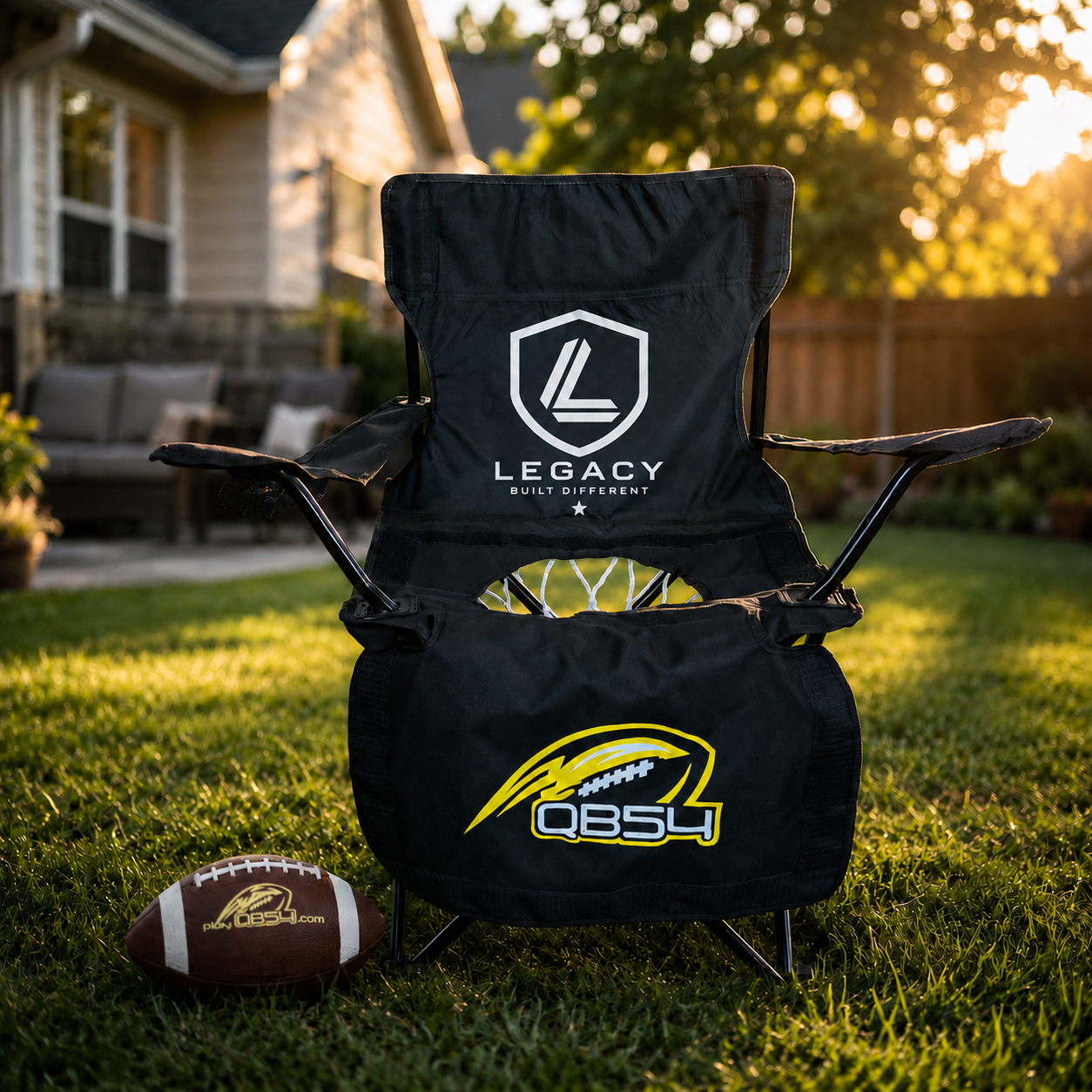 Your logo, on the <strong>game set</strong>